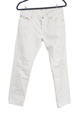 LEVIS 501s White Distressed CT Jeans Size W25 L32 Casual Button Fly Straight